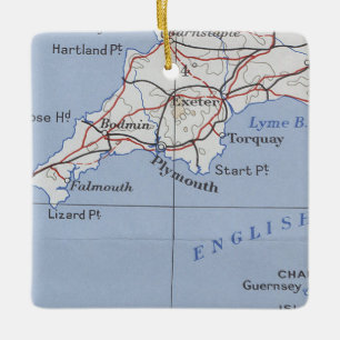 Plymouth England Vintage Karte Keramikornament