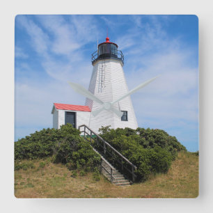 Plymouth-Leuchtturm, "der Gurnet" Massachusetts Quadratische Wanduhr