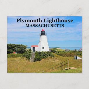 Plymouth Lighthouse, "The Gurnet", MA Postcard Postkarte