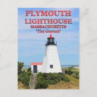 Plymouth Lighthouse, "The Gurnet", MA Postcard