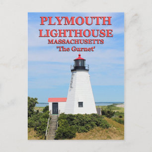 Plymouth Lighthouse, "The Gurnet", MA Postcard Postkarte