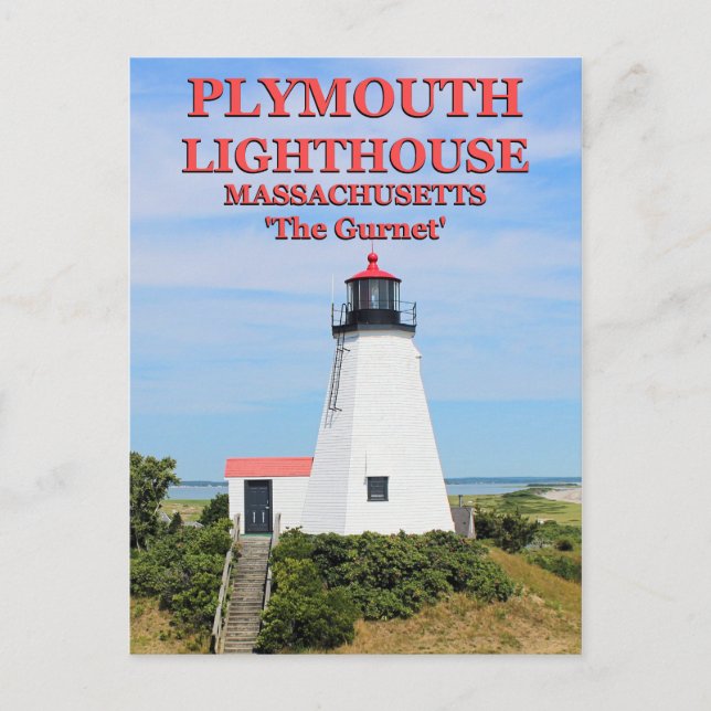 Plymouth Lighthouse, "The Gurnet", MA Postcard Postkarte (Vorderseite)