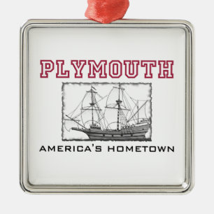 Plymouth, MA Silbernes Ornament