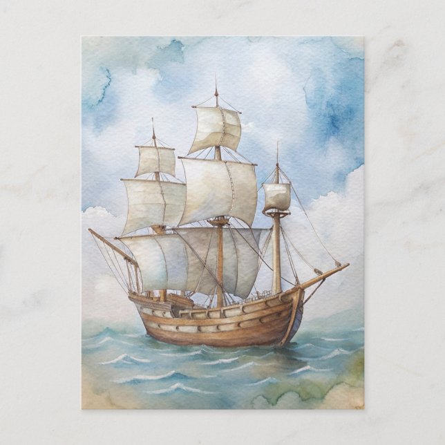 Plymouth Massachusetts Mayflower Ship Painting Postkarte (Vorderseite)