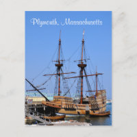 Plymouth Massachusetts Mayflower Ship Postkarte