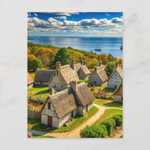 Plymouth Massachusetts Mayflower Ship Vintag Postkarte