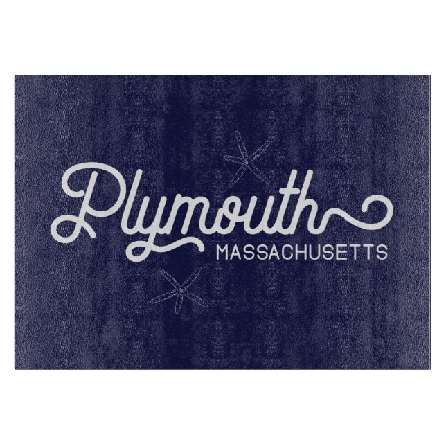 Plymouth Massachusetts Nautical Cutting Board Schneidebrett (Vorderseite)