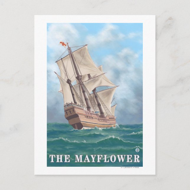 Plymouth, MassachusettsAussicht auf die Mayflower Postkarte (Vorderseite)