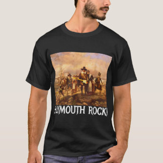 Plymouth Rock Erntedank Pilgrims Rocking Gitarre T-Shirt