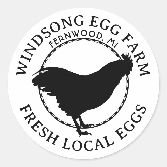 Plymouth Rock Hen Fresh Local Egon Carton Label Runder Aufkleber (Vorderseite)