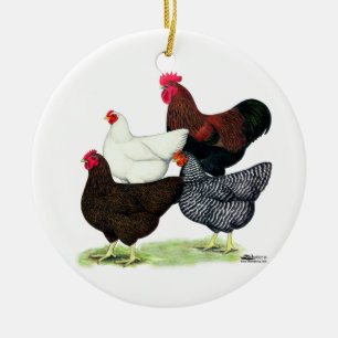 Plymouth Rock Quartett Keramikornament