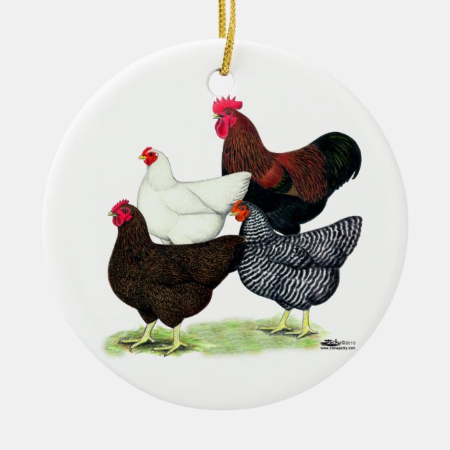 Plymouth Rock Quartett Keramikornament (Vorne)