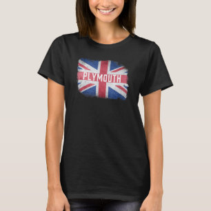 Plymouth Vereinigtes Königreich Britische Flagge V T-Shirt
