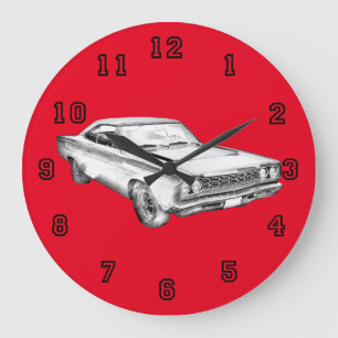 Plymouthroadrunner-Muskel-Auto-Illustration 1968 Große Wanduhr