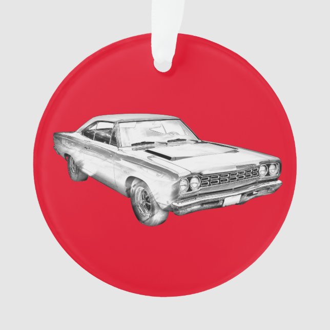 Plymouthroadrunner-Muskel-Auto-Illustration 1968 Ornament (Vorderseite)