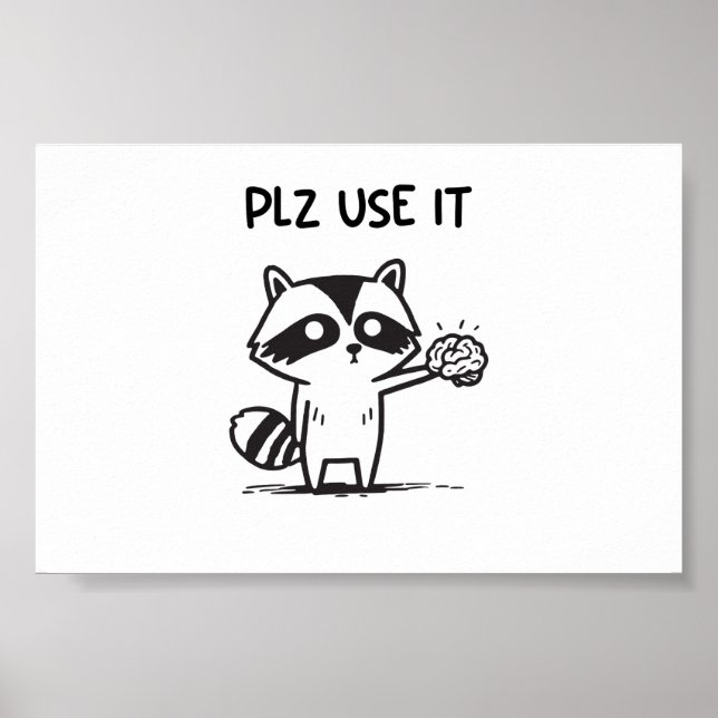 Plz Use It - Funny Racoon Sarcastic Poster (Vorne)