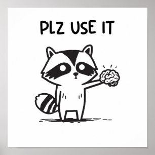 Plz Use It - Funny Racoon Sarcastic Poster