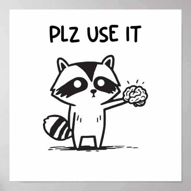 Plz Use It - Funny Racoon Sarcastic Poster (Vorne)