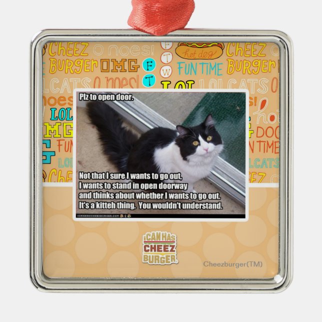 PLZ zur offenen Tür Silbernes Ornament (Vorne)