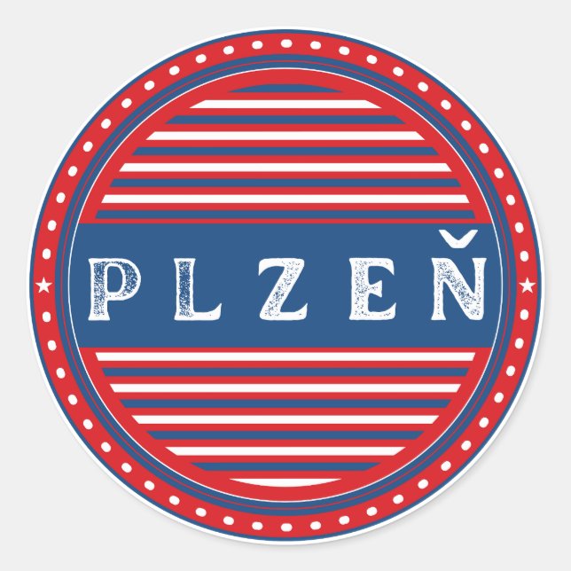 Plzen City Pride Emblem – Czech Identity Runder Aufkleber (Vorderseite)