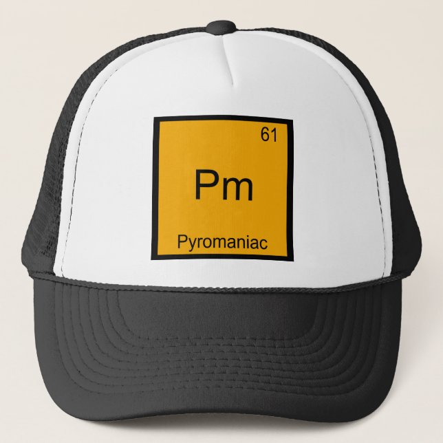 Pm - Pyromaniac Funny Chemistry Element Symbol T-S Truckerkappe (Vorderseite)