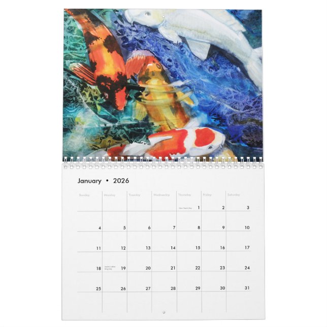PMACarlson Koi Aquarell-Kalender Kalender (Jan 2026)