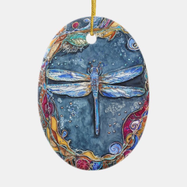 PMACarlson kupferne Libellen-Verzierung Keramik Ornament (Vorne)
