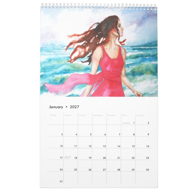 PMACarlson schöne Frauen im Aquarell-Kalender Kalender (Jan 2027)
