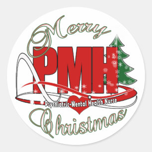 PMH Psychiatric Mental Health Nurse CHRISTMAS Runder Aufkleber