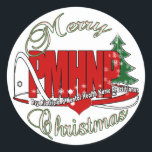 PMHNP CHRISTMAS Psychiatrische Psychiatrische Kran Runder Aufkleber<br><div class="desc">PMHNP CHRISTMAS Psychiatric Mental Health Nurse BIG RED BOLD MERRY CHRISTMAS FUN Geschenke für Fachärzte in der Krankenpflege</div>
