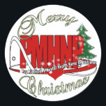 PMHNP CHRISTMAS Psychiatrische Psychiatrische Kran Runder Aufkleber<br><div class="desc">PMHNP CHRISTMAS Psychiatric Mental Health Nurse BIG RED BOLD MERRY CHRISTMAS FUN Geschenke für Fachärzte in der Krankenpflege</div>