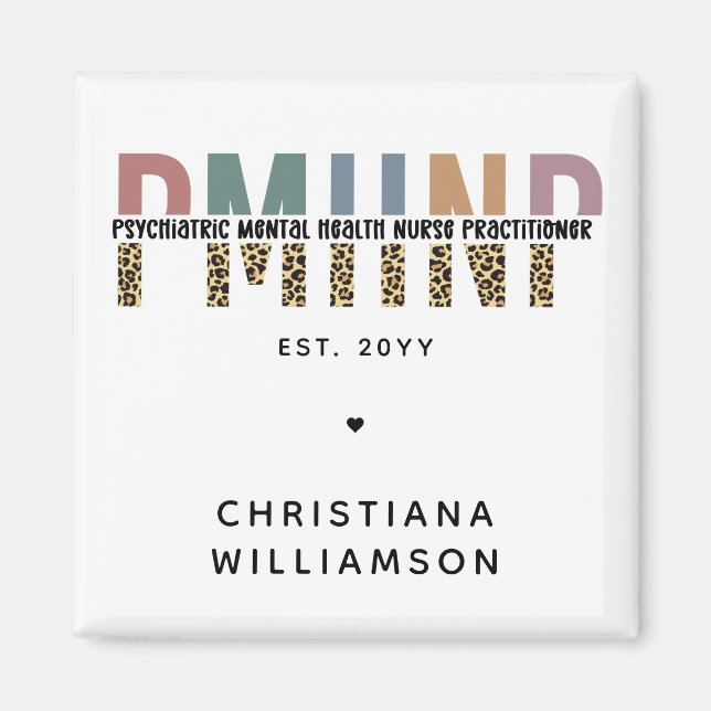 PMHNP Leopard Print Psychiatric Mental Health NP Magnet (Vorne)