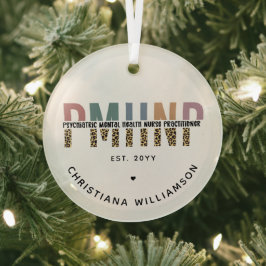 PMHNP Leopard Print Psychiatric Mental Health NP Ornament Aus Glas