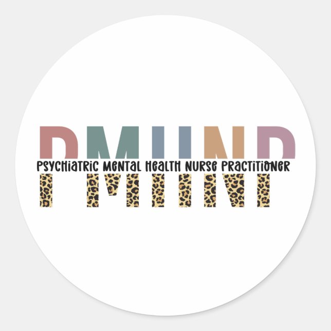 PMHNP Leopard Print Psychiatric Mental Health NP Runder Aufkleber (Vorderseite)