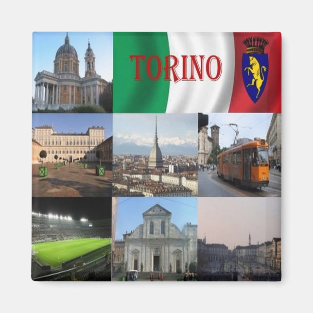 PMT012 TURIN, Mosaic, Piemont, Italien, Kühlschran Magnet (Vorne)