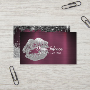PMU-Microblading-Künstlerin Funkelndes Silber Gold Visitenkarte