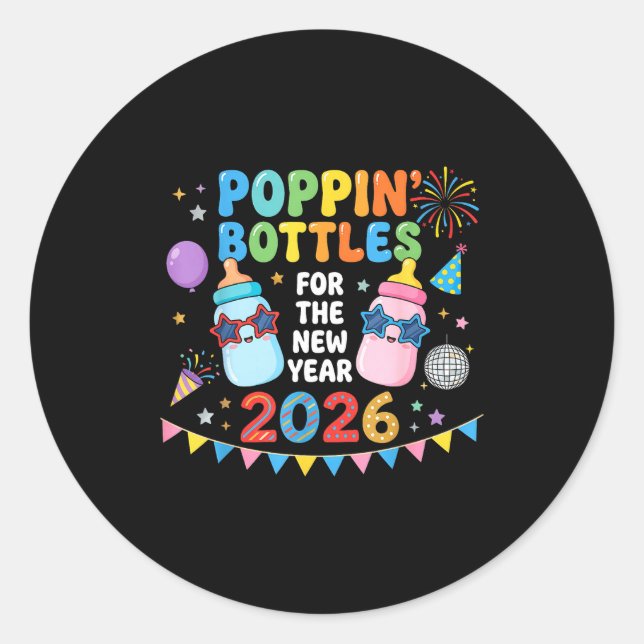 Pn Bottles For The New Year 2026 Baby Bottle Party Runder Aufkleber (Vorderseite)
