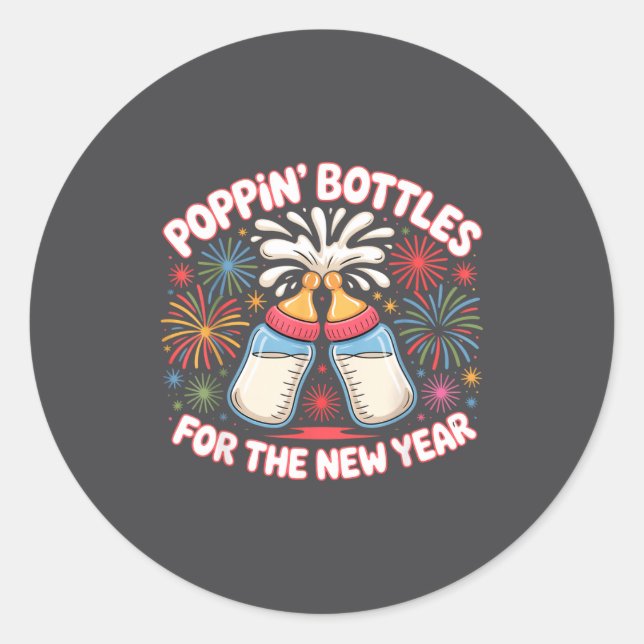 Pn Bottles For The New Year Funny Baby Milk Toast  Runder Aufkleber (Vorderseite)