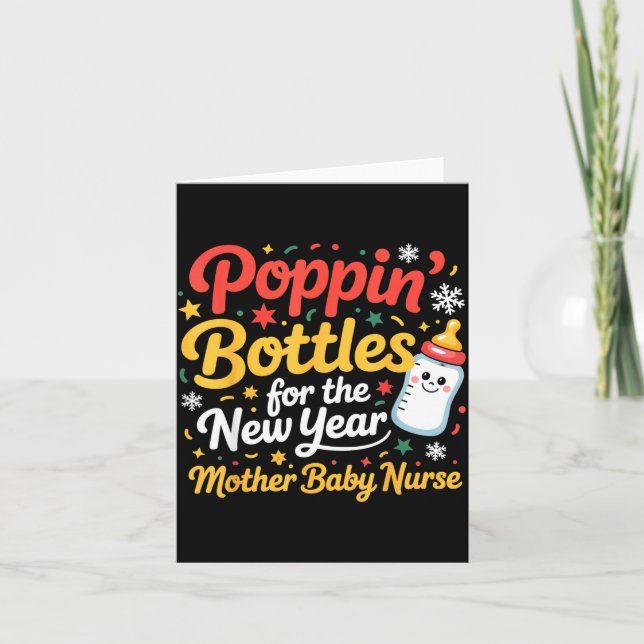 Pn Bottles For The New Year Mother Baby Nurse  Karte (Vorderseite)
