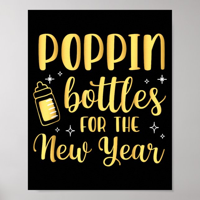 Pn Bottles For The New Year Pregnancy Announcement Poster (Vorne)