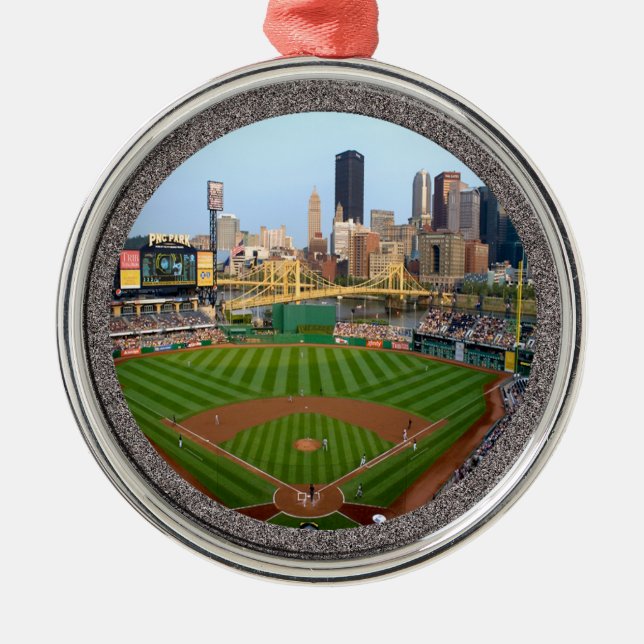 PNC Park-Pittsburgh Weihnachtsschmuck-Premium Silbernes Ornament (Vorne)