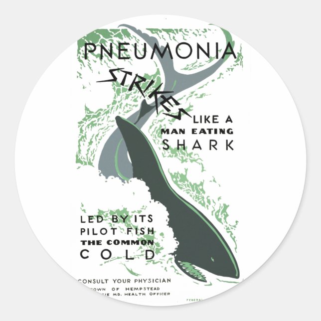 Pneumonie Strikes Runder Aufkleber (Vorderseite)