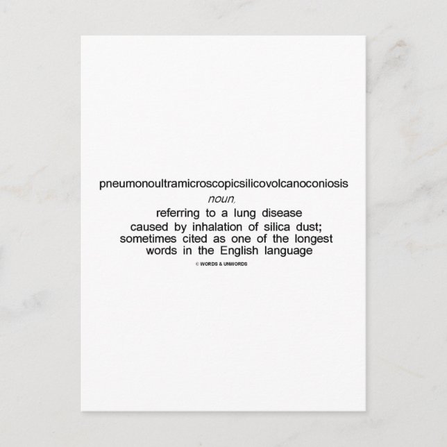 Pneumonoultramikroskopische Silicovulcanokoniose Postkarte (Vorderseite)