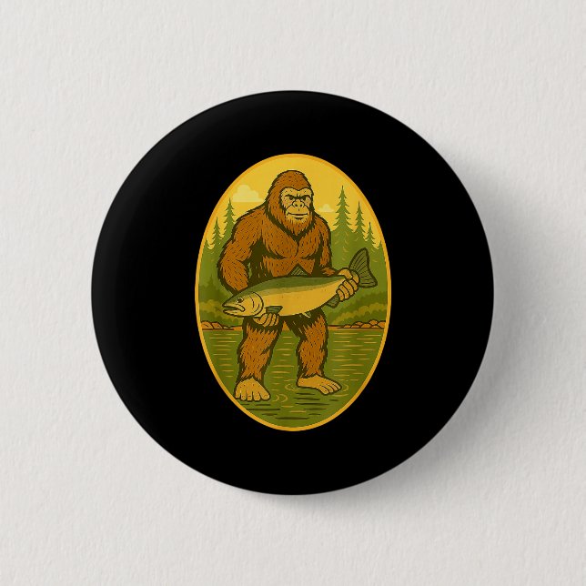 Pnw Steelhead Sasquatch Fishing Big Foot Salmon Fi Button (Vorderseite)