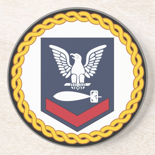 PO3 Torpedoman Sandstein Untersetzer (Vorne)