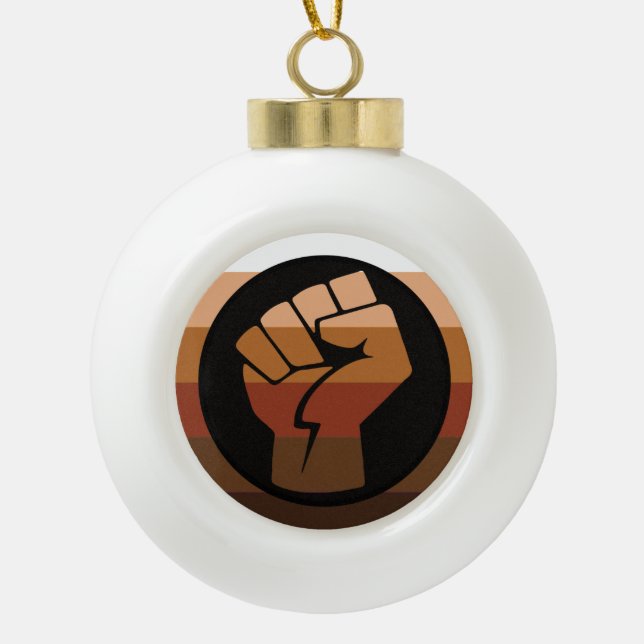 POC-Pride-Flag Keramik Kugel-Ornament (Vorderseite)