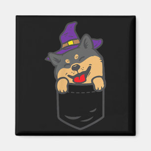 Poc Schwarzer Shiba Inu Hund Hexe Halloween Akita Magnet