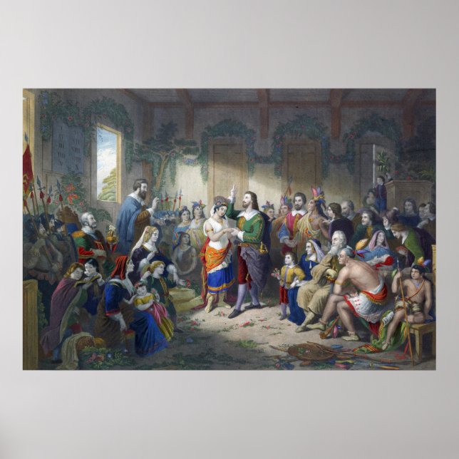 Pocahontas Ehe mit John Rolfe Henry Brueckner Poster (Vorne)