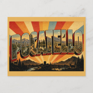 Pocatello Idaho Fluss Berge Vorgebirge Kunst Postkarte