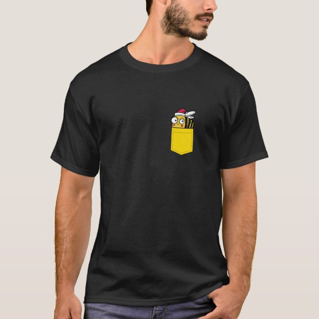 Pocket Bee Weihnachtsmannmütze Xmas Beekeeper Funn T-Shirt (Vorderseite)